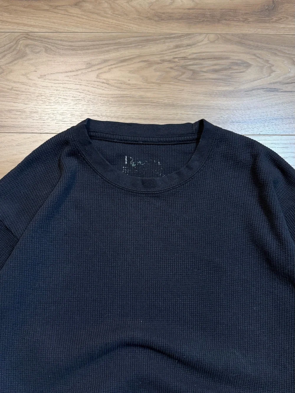 Men's Black Thermal Waffle Knit Sweater